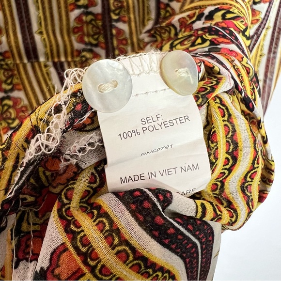 Anthropologie Fig Flower Women’s Sheer Tunic Stripe Yellow Blouse Size L - Picture 5 of 7